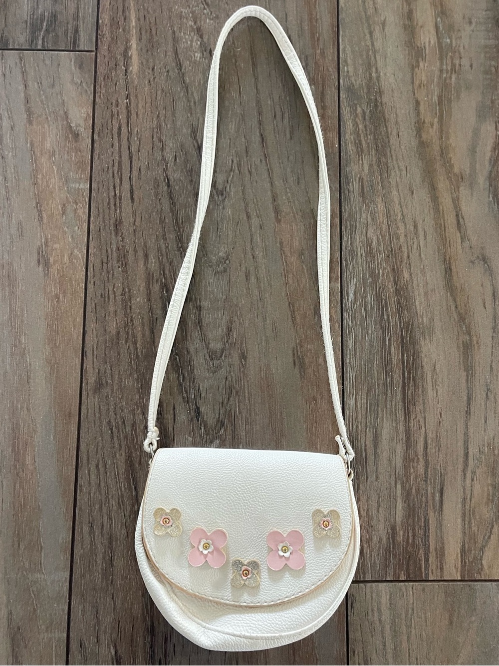 H&M Girls White Crossbody Purse with Flower Details